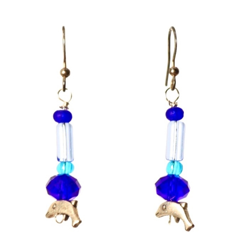 Mini Dolphins Sea Glass Earrings